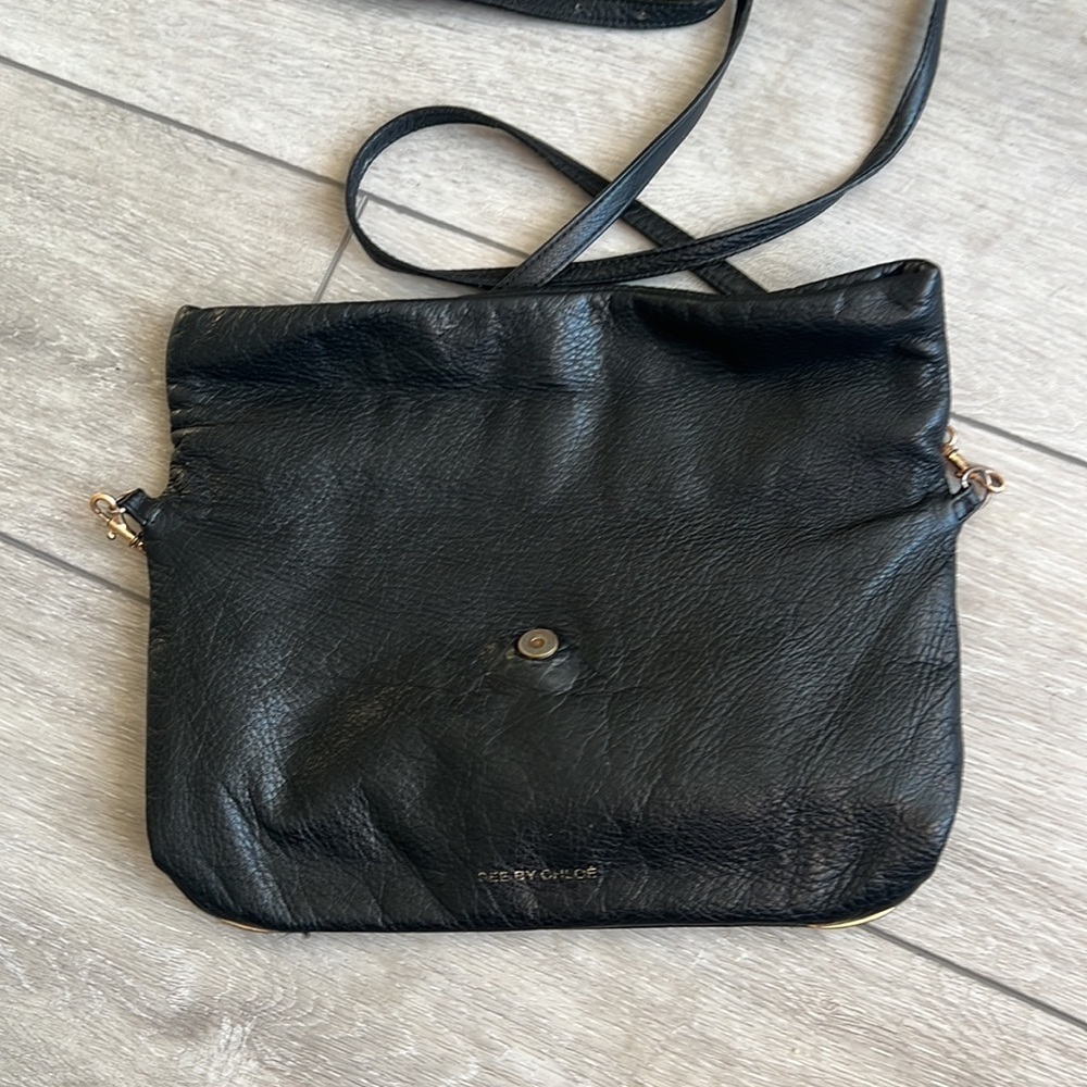 See by Chloe black pebbled leather fold over cross body purse - Picture 4 of 10